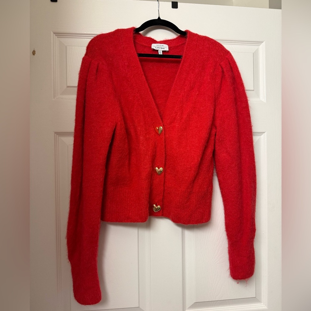 & Other Stories Red Heart Button Cardigan